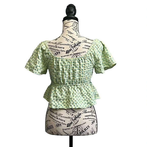 NWT Kirious Los Angeles gingham peplum top size S Cropped Boho Beach Cruise - Picture 4 of 8